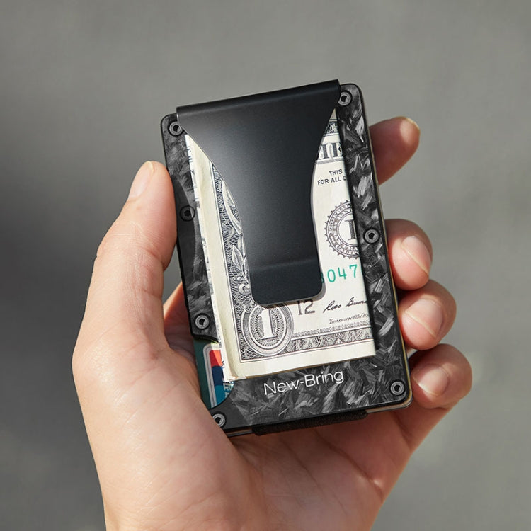 New Bring  Metal Card Holder Men Ultra-Thin Anti-Theft Compact Wallet Card Holder(Black Forged Pattern)