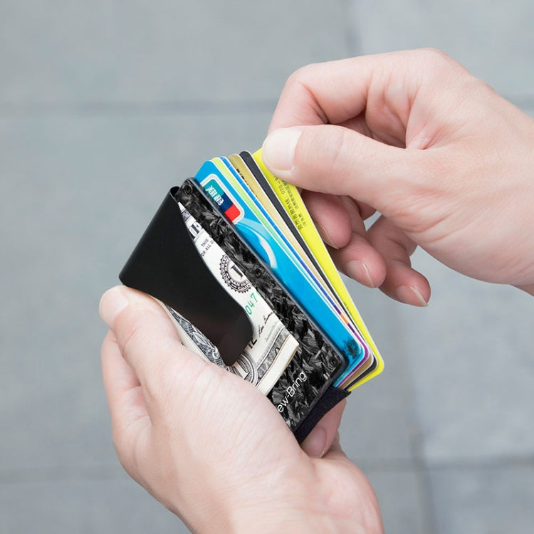 New Bring  Metal Card Holder Men Ultra-Thin Anti-Theft Compact Wallet Card Holder(Black Forged Pattern)
