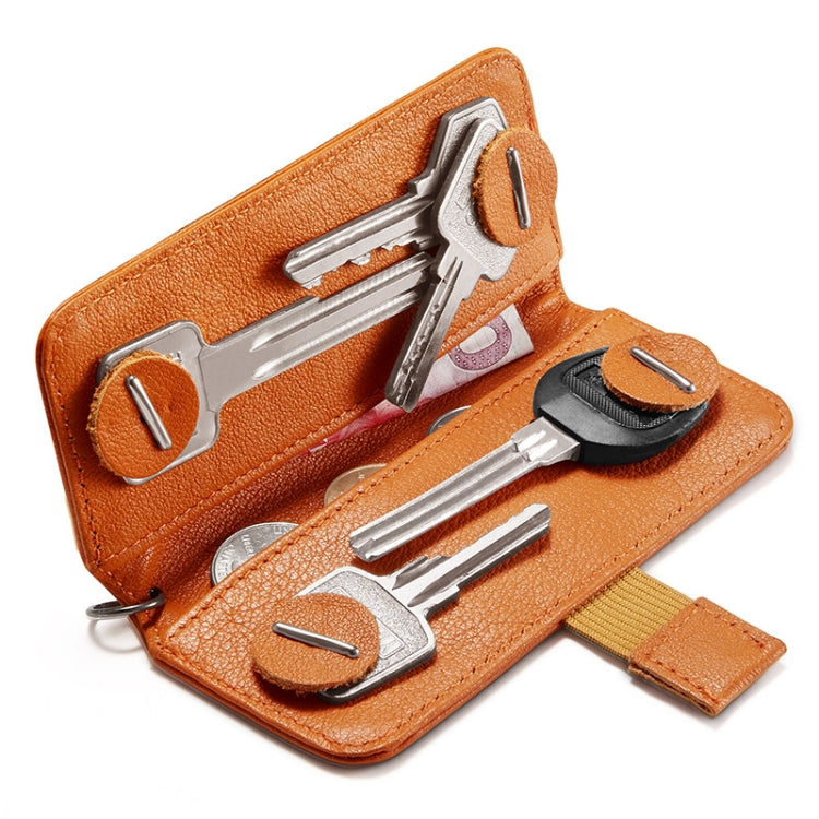 New Bring Pull-Out Key Case Coin Purse Men And Women Leather Simple Key Storage Bag(Orange)