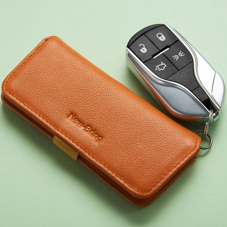 New Bring Pull-Out Key Case Coin Purse Men And Women Leather Simple Key Storage Bag(Orange)