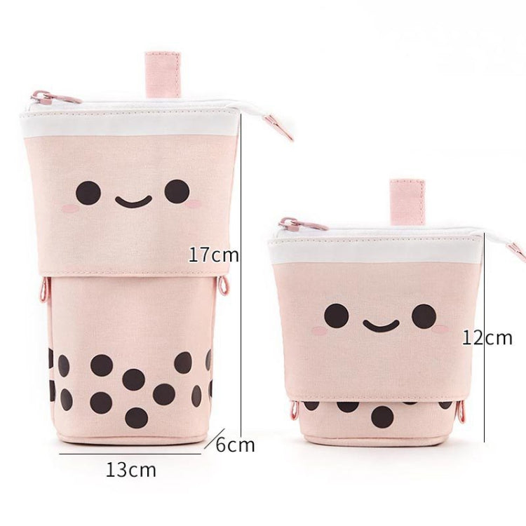 ANGOO Cute Girl Heart Multifunctional Pen Holder Stationery Retractable Storage Bag(Mango Tea)