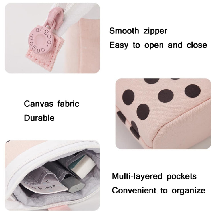 ANGOO Cute Girl Heart Multifunctional Pen Holder Stationery Retractable Storage Bag(Taro Milk Tea)
