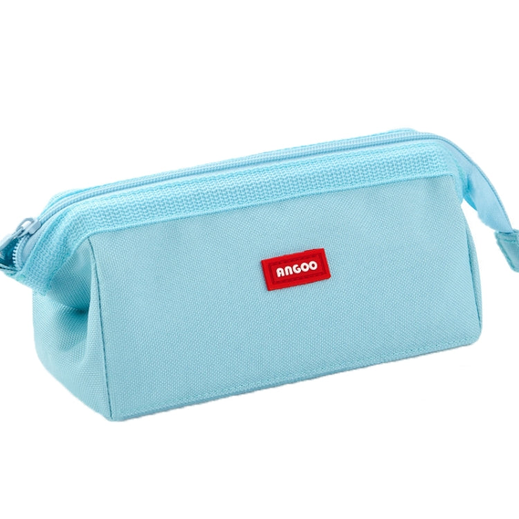 ANGOO Large-Capacity Student Stationery Bag Pure Color Simple Boat Shape Pencil Case(Blue)