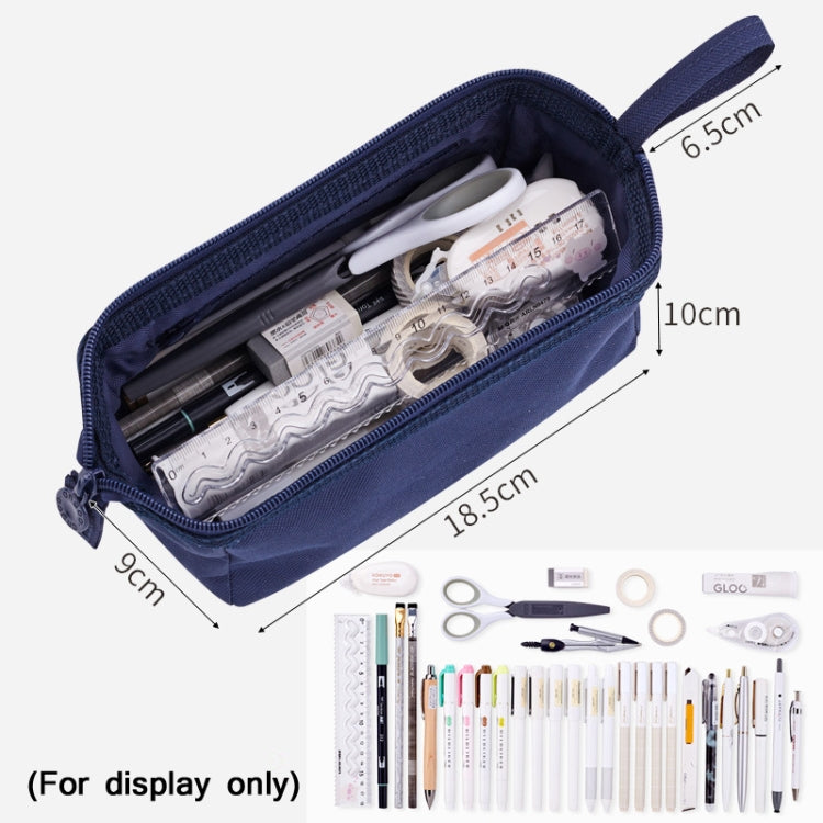 ANGOO Large-Capacity Student Stationery Bag Pure Color Simple Boat Shape Pencil Case(Blue)