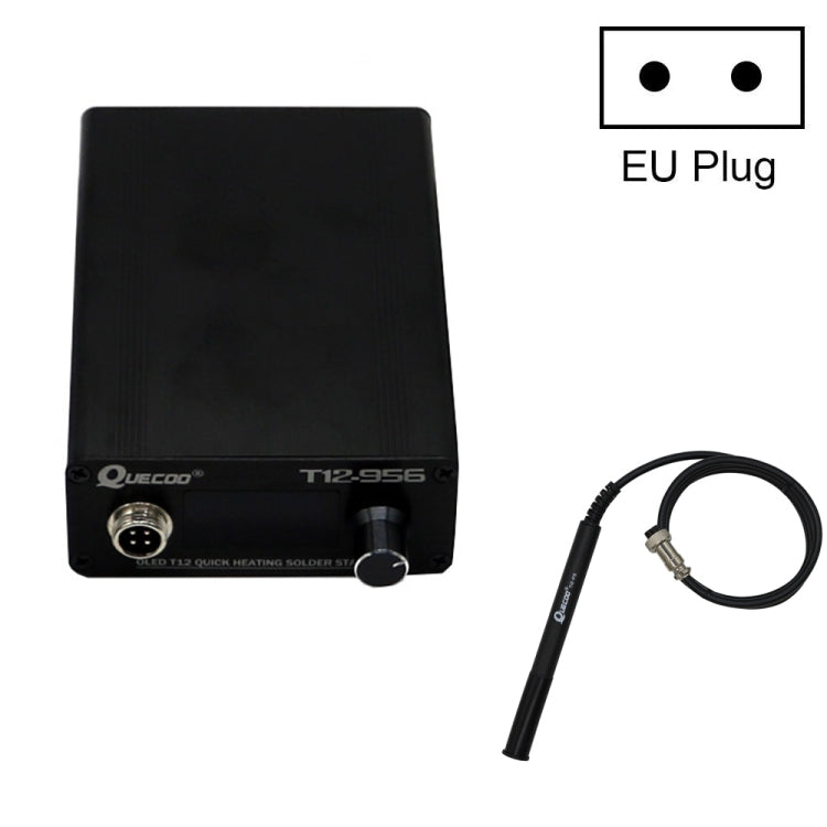 QUECOO T12-956 1.3-Inch Screen Electric Soldering Iron Soldering Station With P9 Handle, EU Plug (Black Handle)