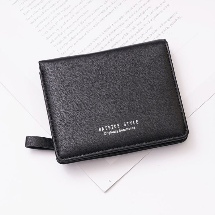 BATSIOE Short Type Ladies Wallet Small Fresh Two-Fold Student Bag Simple Multi-Card Coin Purse(Black)