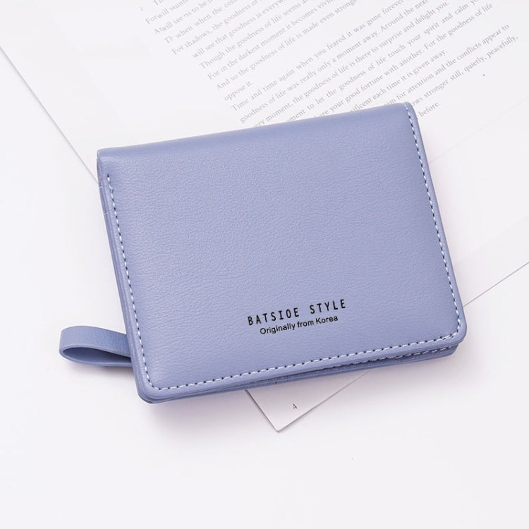BATSIOE Short Type Ladies Wallet Small Fresh Two-Fold Student Bag Simple Multi-Card Coin Purse(Blue)
