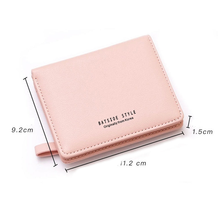 BATSIOE Short Type Ladies Wallet Small Fresh Two-Fold Student Bag Simple Multi-Card Coin Purse(Lotus Pink)