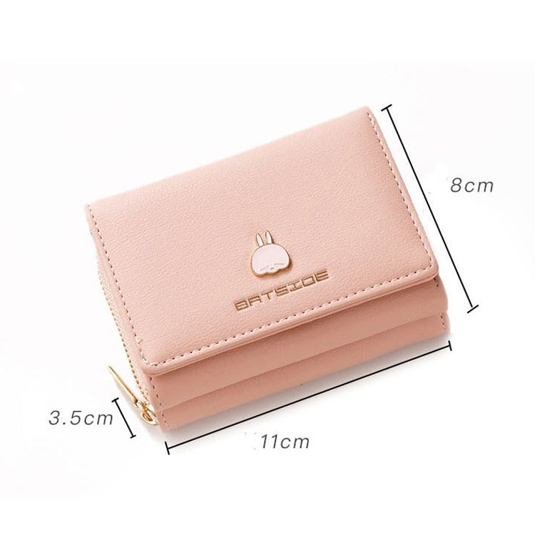 BATSIOE Square Ladies Wallet Tri-Fold Multi-Function Card Holder Zipper Cartoon Coin Purse(Grey)