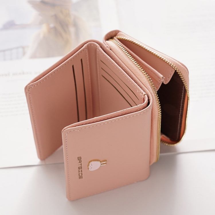 BATSIOE Square Ladies Wallet Tri-Fold Multi-Function Card Holder Zipper Cartoon Coin Purse(Grey)