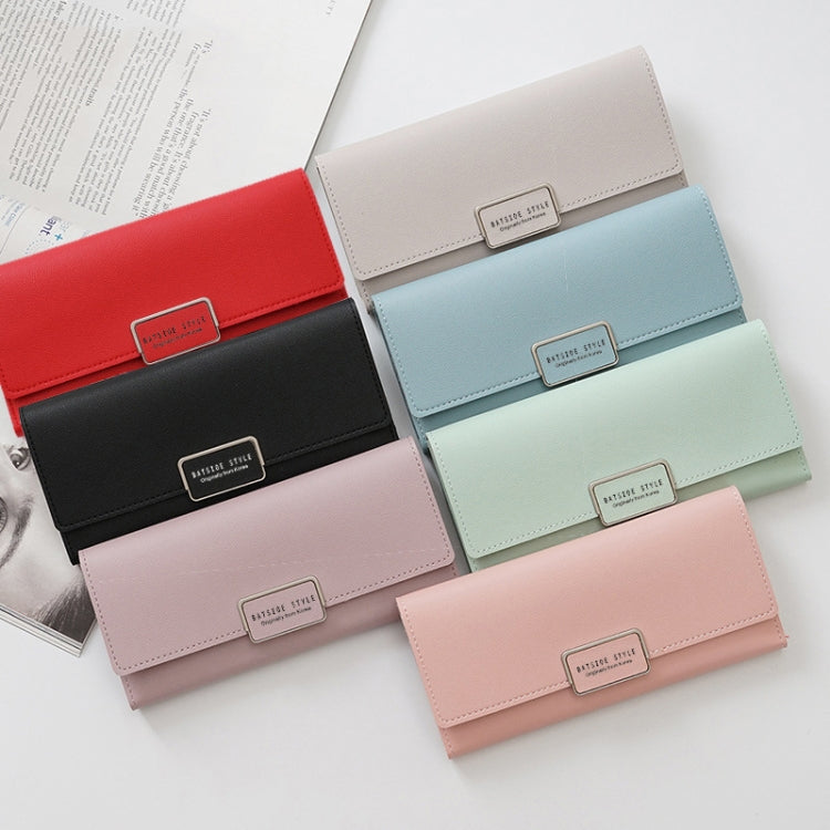 BATSIOE Women Wallet Tri-Fold Long Type Buckle Clutch Multi-Card Pocket PU Wallet(Blue)