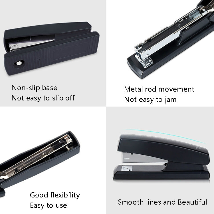 Deli 12 0354 Stapler Set Office Standard Medium-Sized Stapler Staple Remover + Staples(Black)