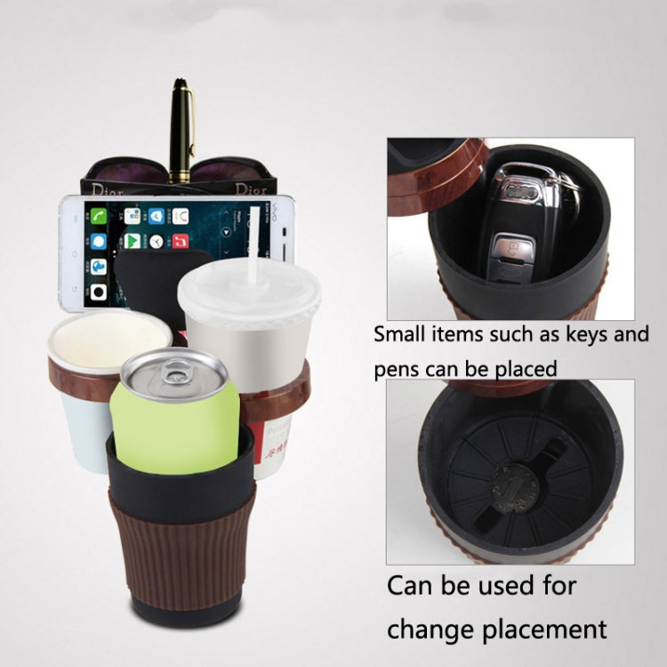 SUITU R151-4  Car Air Outlet Storage Water Cup Holder Mobile Phone Navigation Multi-function Storage Box(Mahogany)