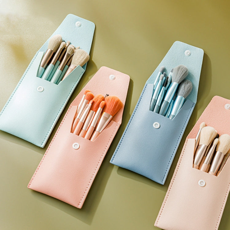 8-in-1 Mini Wooden Handle Makeup Brush Set Portable Loose Powder Brush(Rose Pink)