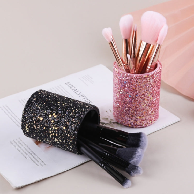 ZOREYA Makeup Tool Storage Box Makeup Brush Dustproof Storage Bucket(Pink)