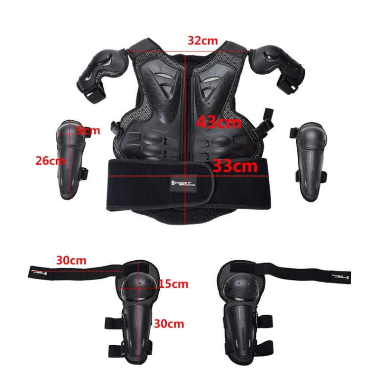 GHOST RACING Motorcycle Protective Gear Children Safety Riding Sport Vest + Knee Pads + Elbow Pads Protective Suit(Blue)