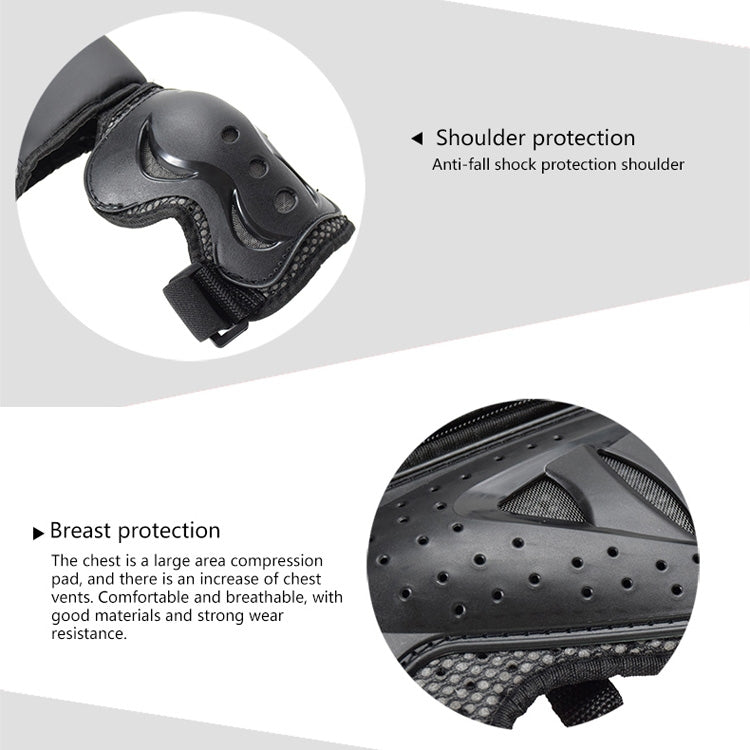 GHOST RACING Motorcycle Protective Gear Children Safety Riding Sport Vest + Knee Pads + Elbow Pads Protective Suit(Black)