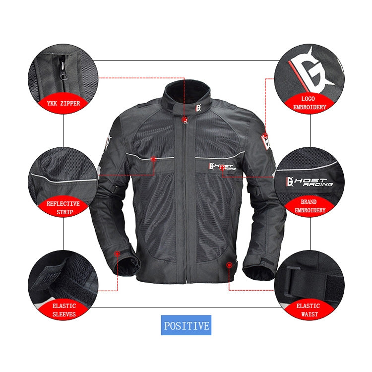GHOST RACING GR-Y05 Motorcycle Cycling Cloth Men Knight Racing Jacket Keep Warm Anti-Fall Locomotive Off-Road Suit, Size: M(Black)
