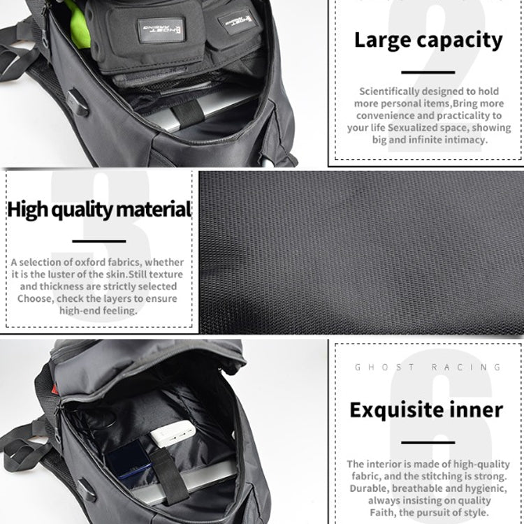 GHOST RACING GR-BB02 Men Motorcycle Riding Backpack Helmet Hard Shell Backpack Locomotive Travel Computer Bag(Black)