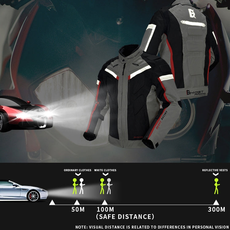 GHOST RACING GR-Y07 Motorcycle Cycling Jacket Four Seasons Locomotive Racing Anti-Fall Cloth, Size: XXL(Black)
