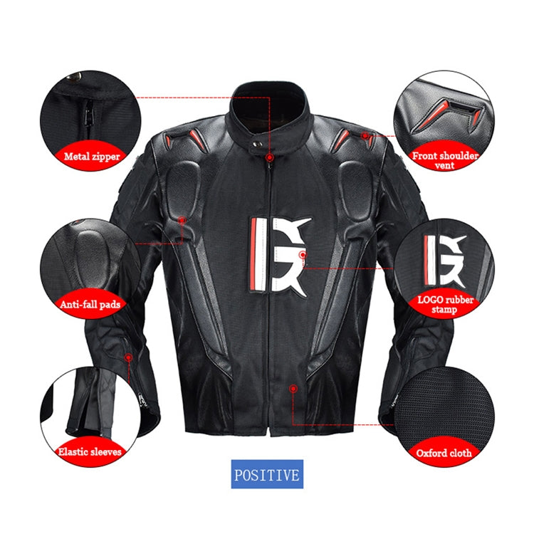 GHOST RACING GR-Y09 Motorcycle Four Seasons Racing Suit Locomotive Riding Anti-Fall Rally Suit, Size: XXXL(Black)