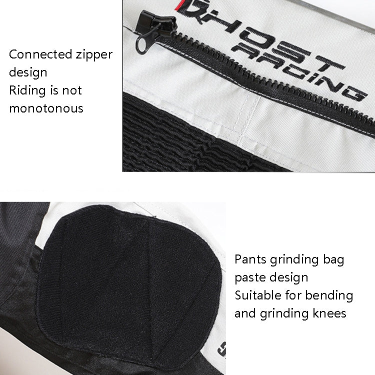 GHOST RACING GR-K06 Motorcycle Riding Trousers Racing Motorcycle Anti-Fall Windproof Keep Warm Pants, Size: XL(Grey)