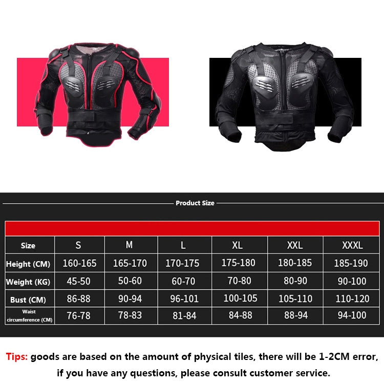 GHOST RACING F060 Motorcycle Armor Suit Riding Protective Gear Chest Protector Elbow Pad Fall Protection Suit, Size: XXXL(Black)