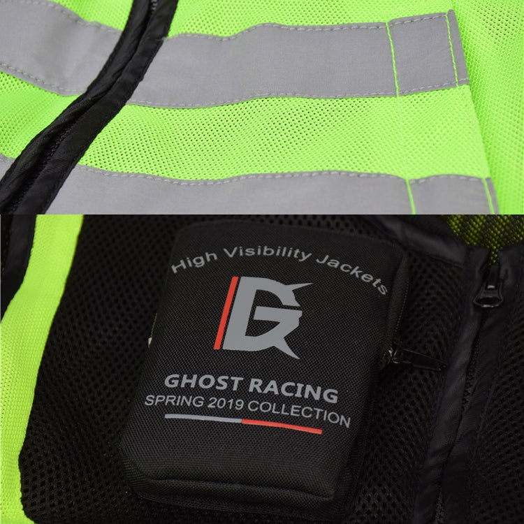 GHOST RACING GR-Y06 Motorcycle Riding Vest Safety Reflective Vest, Size: XL(Fluorescent Green)