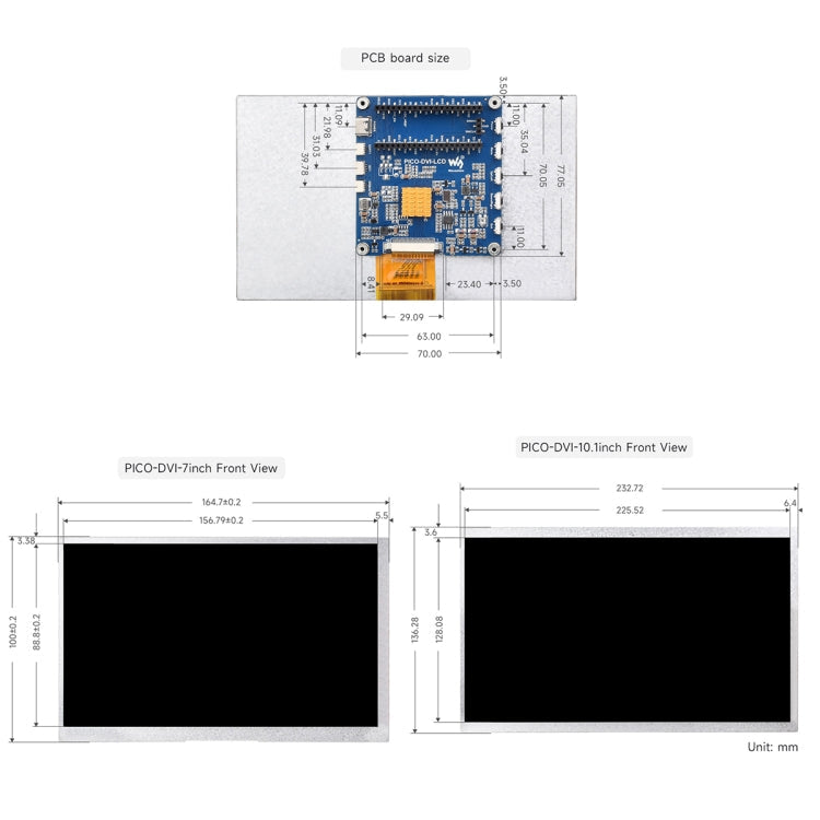 10.1 Inch Waveshare For Raspberry Pi Pico 1024×600 Pixel IPS Panel DVI Display Module
