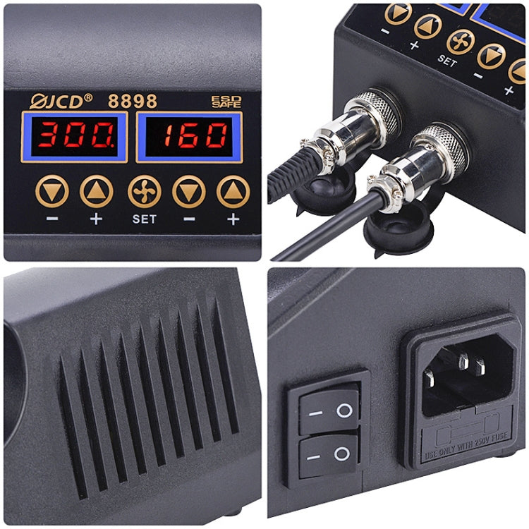 Hot Air Desoldering Station Dual Digital Display Two In One Temperature Control Electric Soldering Iron Soldering Station,, EU Plug