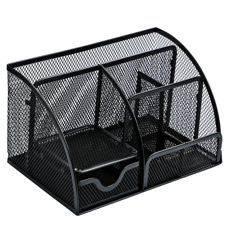 Deli 9200 Full Metal Hollow Pen Holder Office Supplies Storage Box(Black)