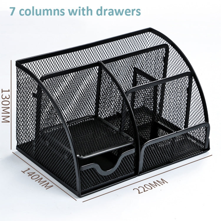 Deli 9200 Full Metal Hollow Pen Holder Office Supplies Storage Box(Black)