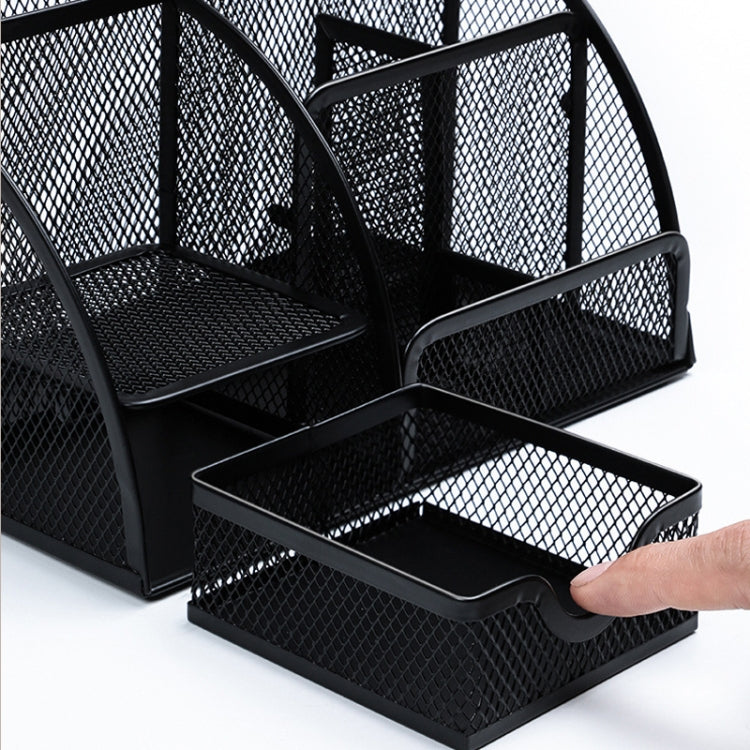 Deli 9200 Full Metal Hollow Pen Holder Office Supplies Storage Box(Black)