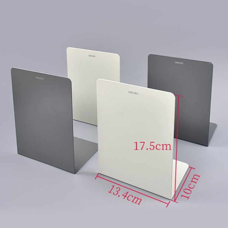 Deli 78650 2 Pieces Of Thickened Desktop Metal Bookends(Beige)