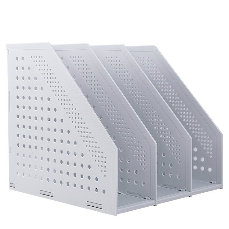 Deli 78995 Three-Compartment File Rack Foldable Desktop Storage Book Stand(Light Gray)