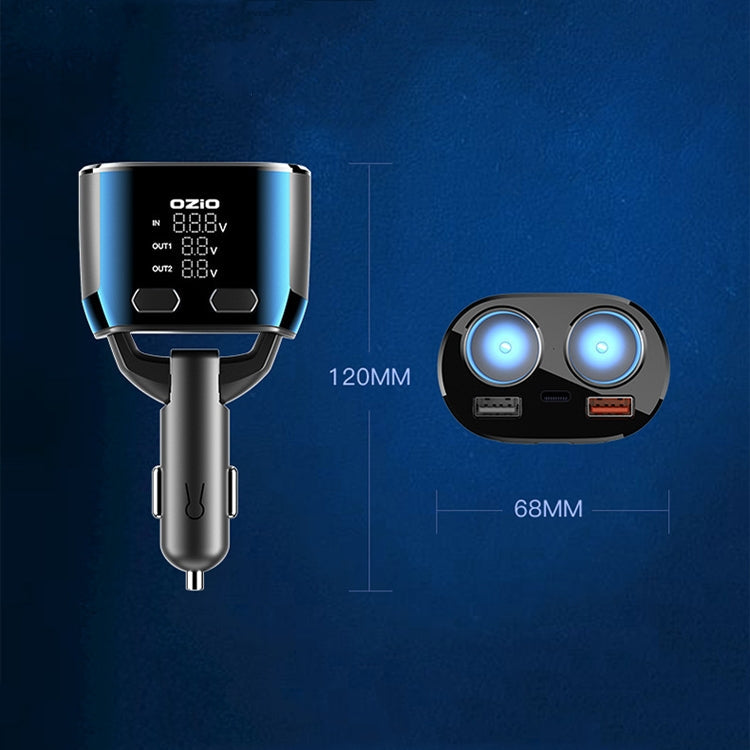 Ozio Car Charger Cigarette Lighter Conversion Plug USB Fast Flashing Charger, Model: CL48Q Black