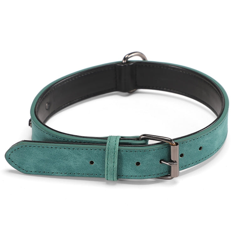JINMAOHOU Dogs Double-Layer Leather Collar, Specification: XS 34x1.7cm(Green)