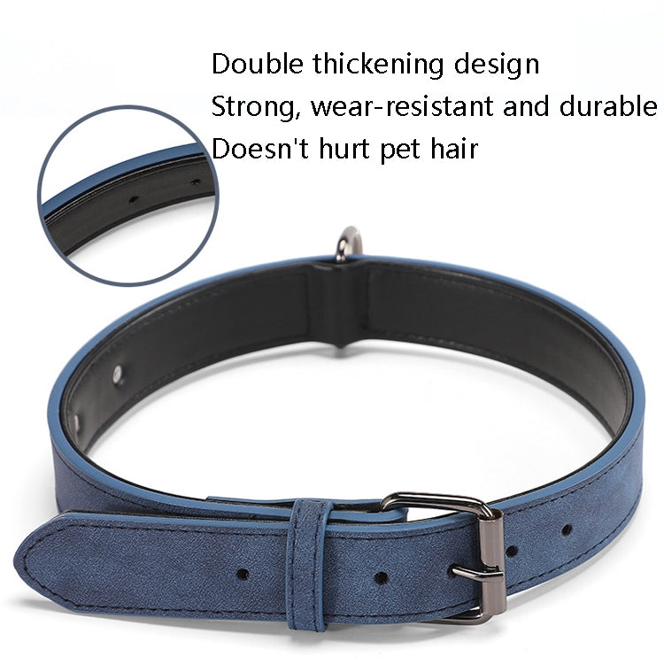 JINMAOHOU Dogs Double-Layer Leather Collar, Specification: XS 34x1.7cm(Black)