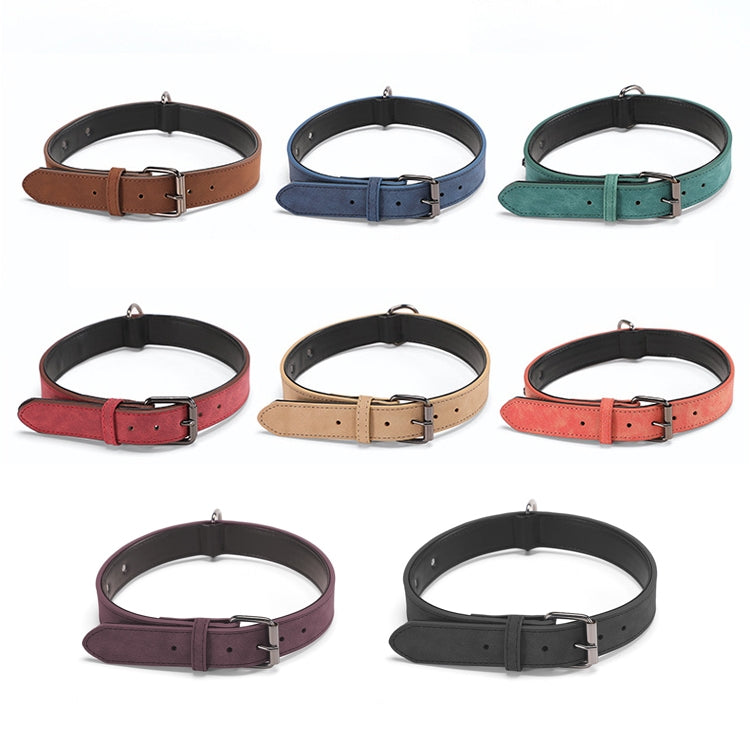 JINMAOHOU Dogs Double-Layer Leather Collar, Specification: L 59x3.2cm(Brown)