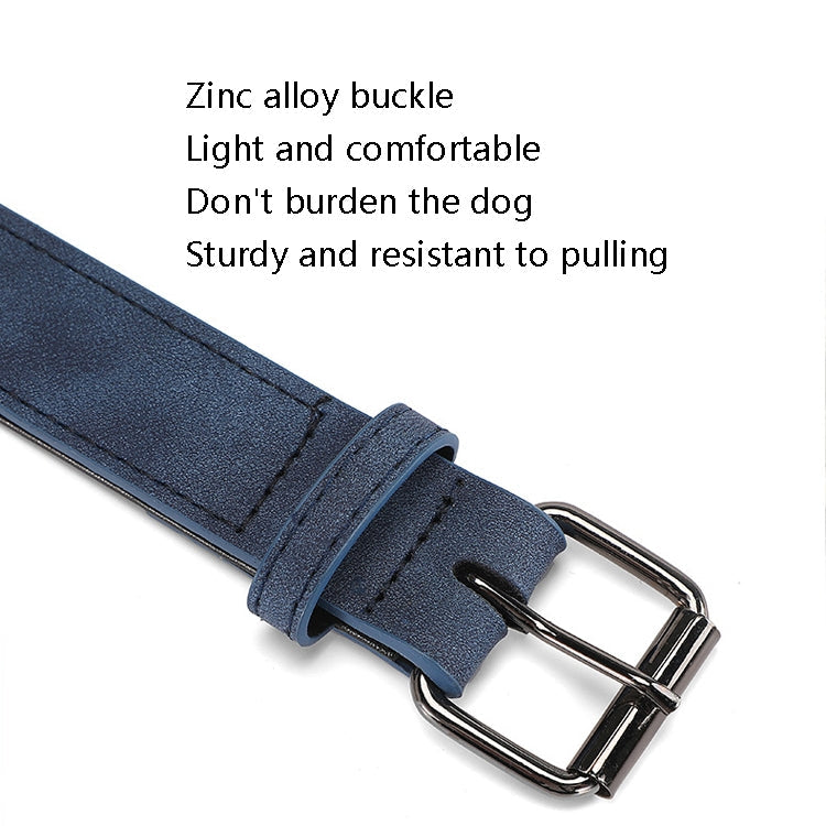 JINMAOHOU Dogs Double-Layer Leather Collar, Specification: L 59x3.2cm(Black)
