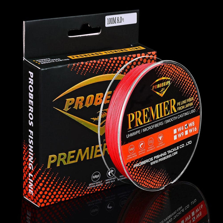 PROBEROS 8 Edited 100M Majestic Horse Fish Line, Line number: 0.6 / 8LB(Red)
