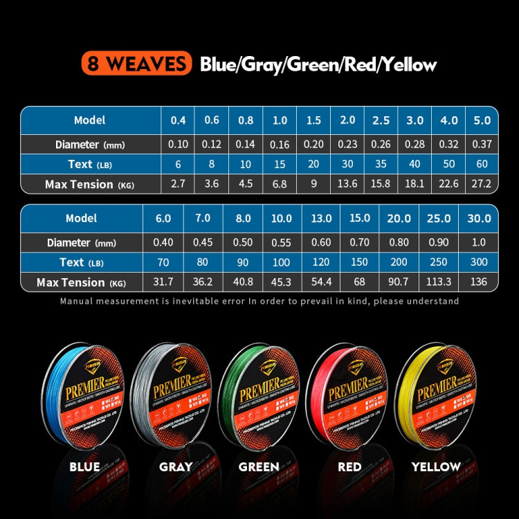 PROBEROS 8 Edited 100M Majestic Horse Fish Line, Line number: 2.0 / 30LB(Yellow)