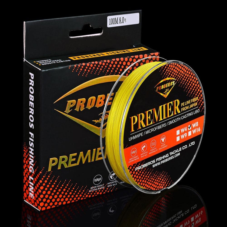 PROBEROS 8 Edited 100M Majestic Horse Fish Line, Line number: 6.0 / 70LB(Yellow)