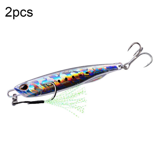 2 PCS PROBEROS LF103 Simulation Metal Sea Fishing Bait, Specification: 40g(G With Hook)