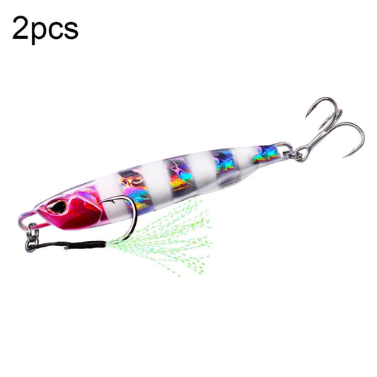 2 PCS PROBEROS LF103 Simulation Metal Sea Fishing Bait, Specification: 50g(C Luminous With Hook)