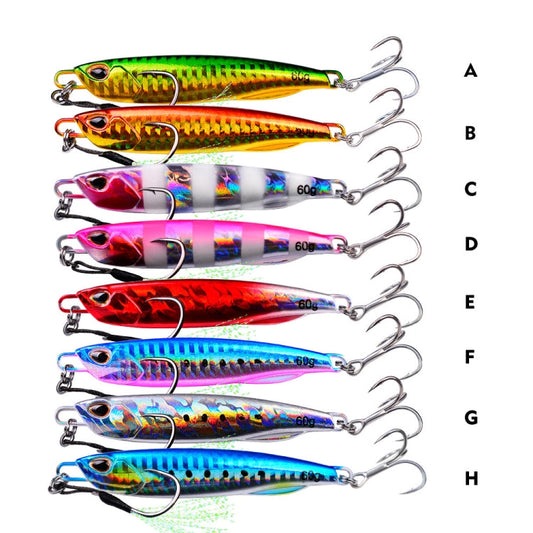 2 PCS PROBEROS LF103 Simulation Metal Sea Fishing Bait, Specification: 50g(C Luminous With Hook)