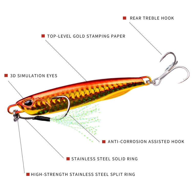 PROBEROS LF103 Simulation Metal Sea Fishing Bait, Specification: 60g(D Luminous With Hook)