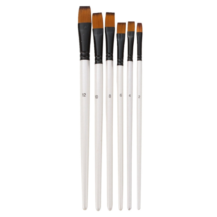 Zhuting Nylon Wool Stick Gouache Brush Set(6 PCS/Set Flat Head)