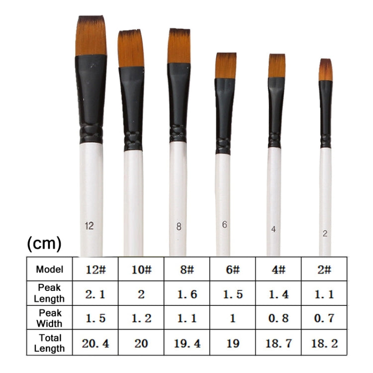 Zhuting Nylon Wool Stick Gouache Brush Set(6 PCS/Set Flat Head)