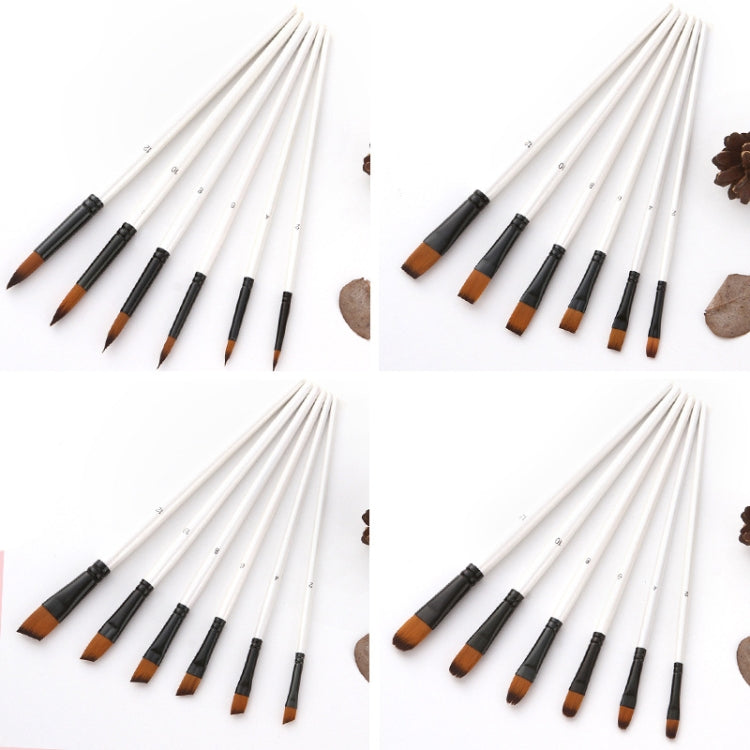Zhuting Nylon Wool Stick Gouache Brush Set(6PCS/Set Tongue Peak)